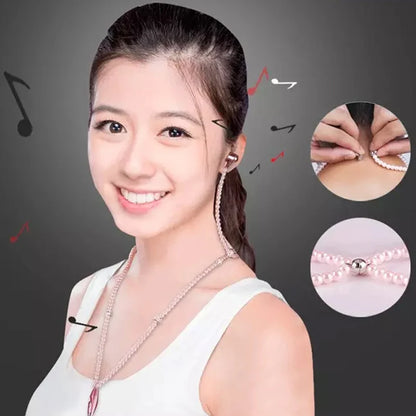 Wireless earphones bluetooth Pearl Necklace Earphone 3.5mm In-Ear Pink Necklace Headphone With Mic