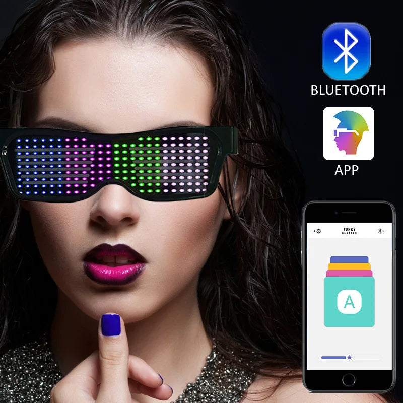 Customized Glow Eyewear Chemion Color Chang USB App Bluetooth LED glasses with party