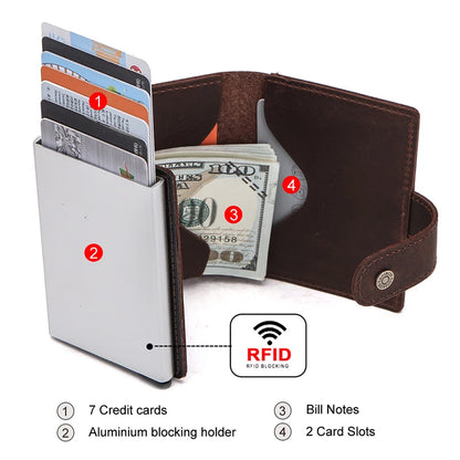 Mini Wallet Men Automatic Aluminium Box RFID Blocking