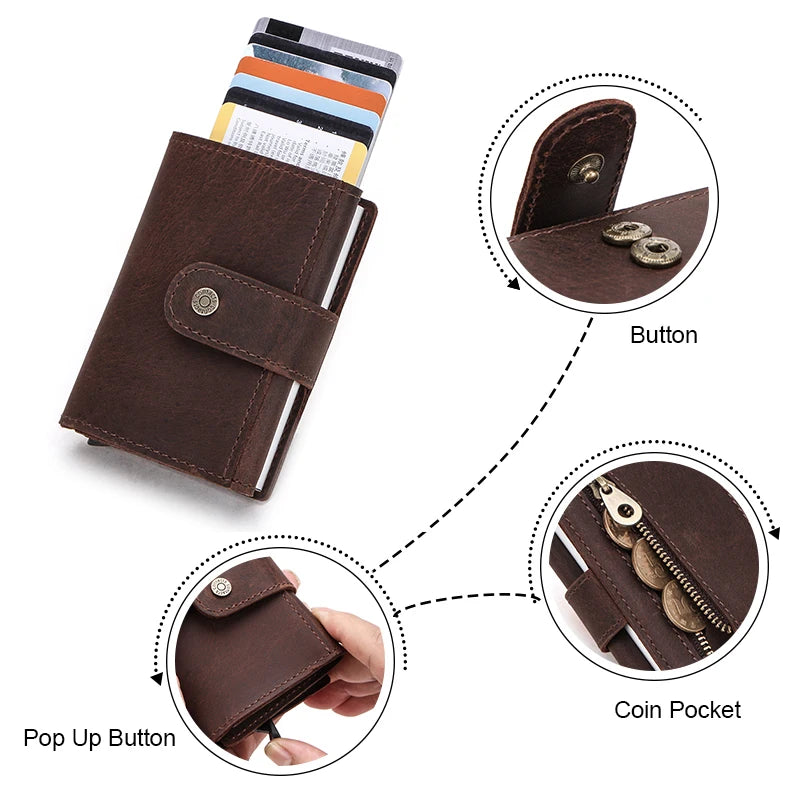 Mini Wallet Men Automatic Aluminium Box RFID Blocking