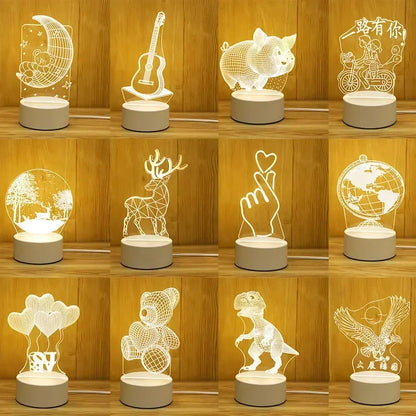 3D Lamp Acrylic LED Night Lights for Bedroom Decoration