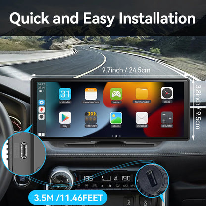 Car Screen Universal, Wireless with Carplay Android Auto, Car Touchscreen