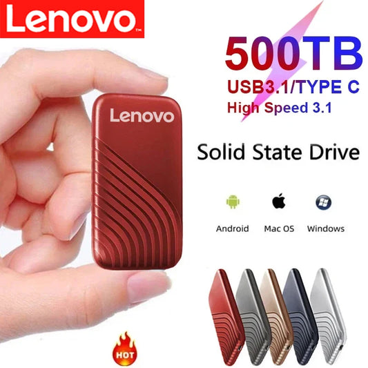 LENOVO - 2024 New SSD Flash Hard Drive External Type-C High Speed USB3.1 HD Hard Disk For Laptop