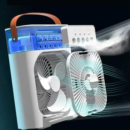 Portable Five-hole Spray Fan Air Conditioner USB Electric Fan LED Night Light 3-in-1 Household Air Humidifier