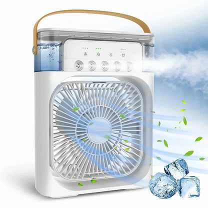 Portable Five-hole Spray Fan Air Conditioner USB Electric Fan LED Night Light 3-in-1 Household Air Humidifier