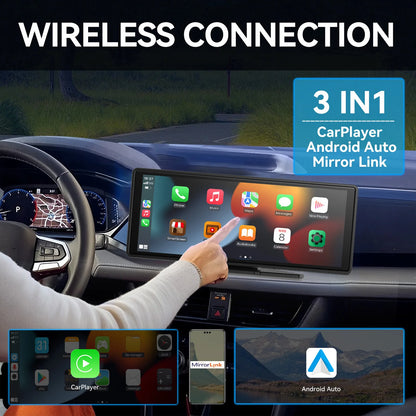 Car Screen Universal, Wireless with Carplay Android Auto, Car Touchscreen