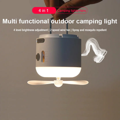 ESMARTER - Multifunctional Camping Fan Light Rechargeable Portable Magnetic Tent Lanterns Outdoor Hiking Emergency Mosquito Repellent Lamp