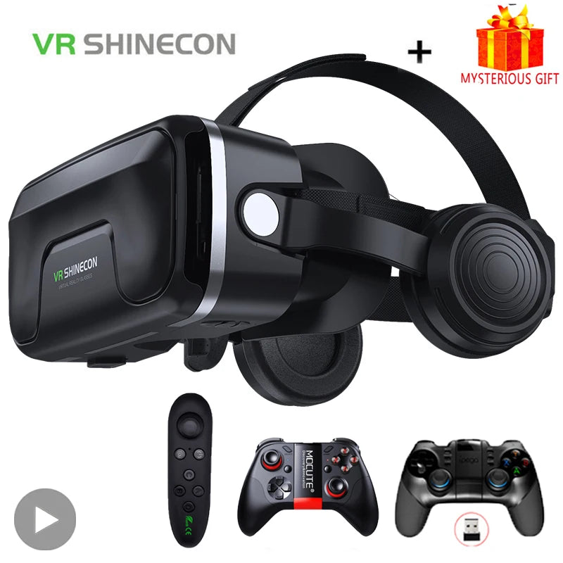 3D Virtual Reality VR Glasses Headset For Smartphones Phone With Controllers