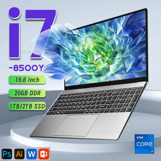 Laptop Portable i7 Computer PC Gamer Windows 11 Intel Core i7 8500Y 15.6 inch Fingerprint Unlock Notebook