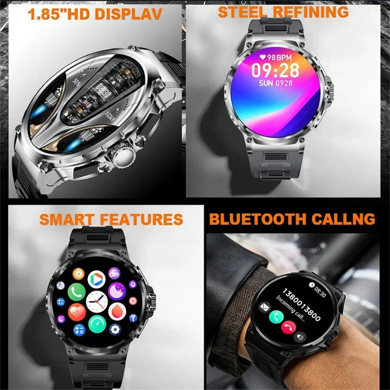 Smatwatch - LENOVO New 1.85-inch ultra HD smartwatch, GPS track, HD Bluetooth call; large battery suitable for Huawei