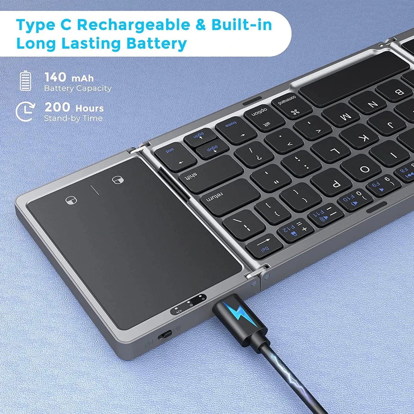 Keyboard  NEW Foldable Bluetooth With Touchpad Rechargeable Portable Keyboards For Smartphone Android IOS Mac Windows