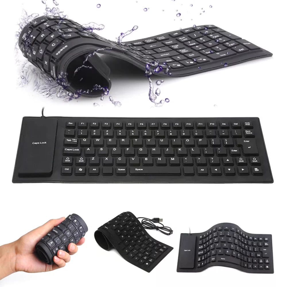 Keyboard Mini Portable 85 Keys Flexible Waterproof Soft Silicone Gaming