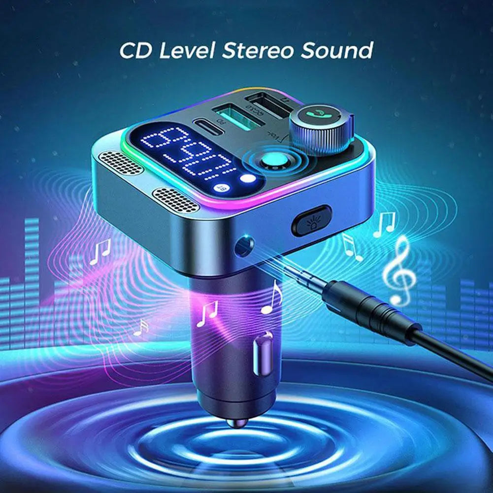 Car Charger Bluetooth Adapter 2023 5.2 Stronger Dual Mics Deep Bass Sound 48W PD&QC3.0