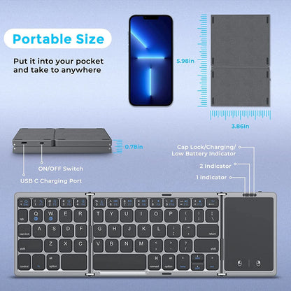 Keyboard  NEW Foldable Bluetooth With Touchpad Rechargeable Portable Keyboards For Smartphone Android IOS Mac Windows