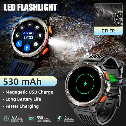 SmartWatch version KE5 2024 3ATM Waterproof Original Design Sports Watch With Compass And Altitude Barometer LED Flashlight Call