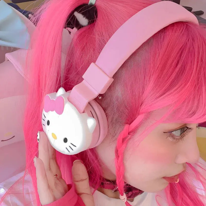 Bluetooth Headphones Hello Kitty Y2K Head Mounted New Wireless