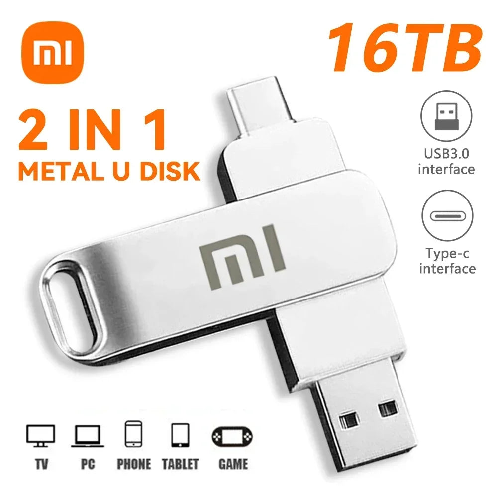 Pendrive XIAOMI - Xiaomi 2TB 1TB U Disk Mobile Phone Pendrive High Speed Usb 3.0 Type-C Metal Flash Memory