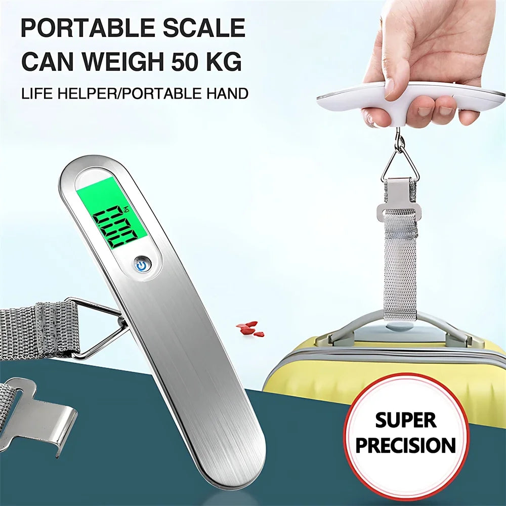 Digital Luggage Scale 50kg X 10g LCD Portable Electronic Scale Weight Balance Suitcase Travel Bag Hanging Steelyard Hook Scale