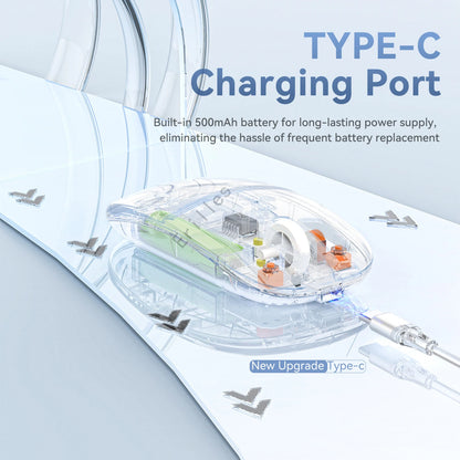 Mouse Bluetooth Transparent  2.4G Wireless Dual-mode Mute Type-c Charge Port Mice 1600dpi Intelligence Poartable Light Weight