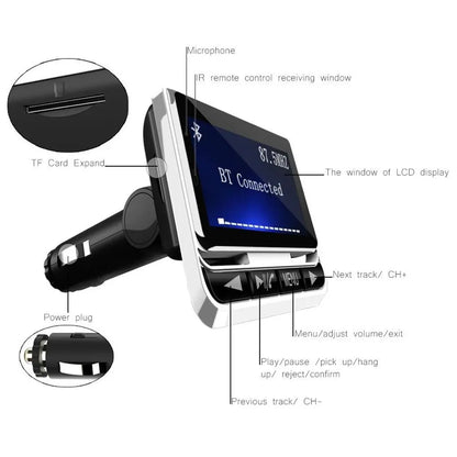 Car MP3 Player FM12B 1.44 Inch LCD Bluetooth Handsfree Wireless FM Transmitter Radio Adapter USB Car Charger Remote Control