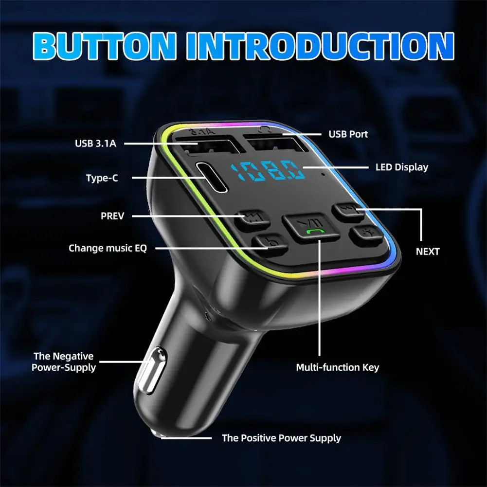 Car Wireless Audio Transmitter version G38 LED Backlit Dual USB