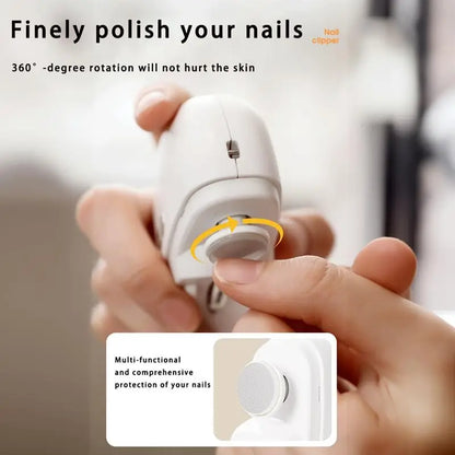 Electric Automatic Nail Clipper with Light USB Rechargeable Safety Fingernail Trimmer for Baby