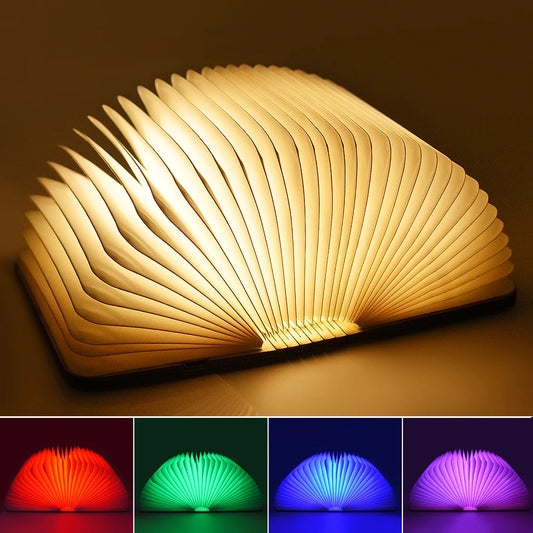 3D Lamp Creative LED Night Light USB Rechargeable Wooden Book RGB5