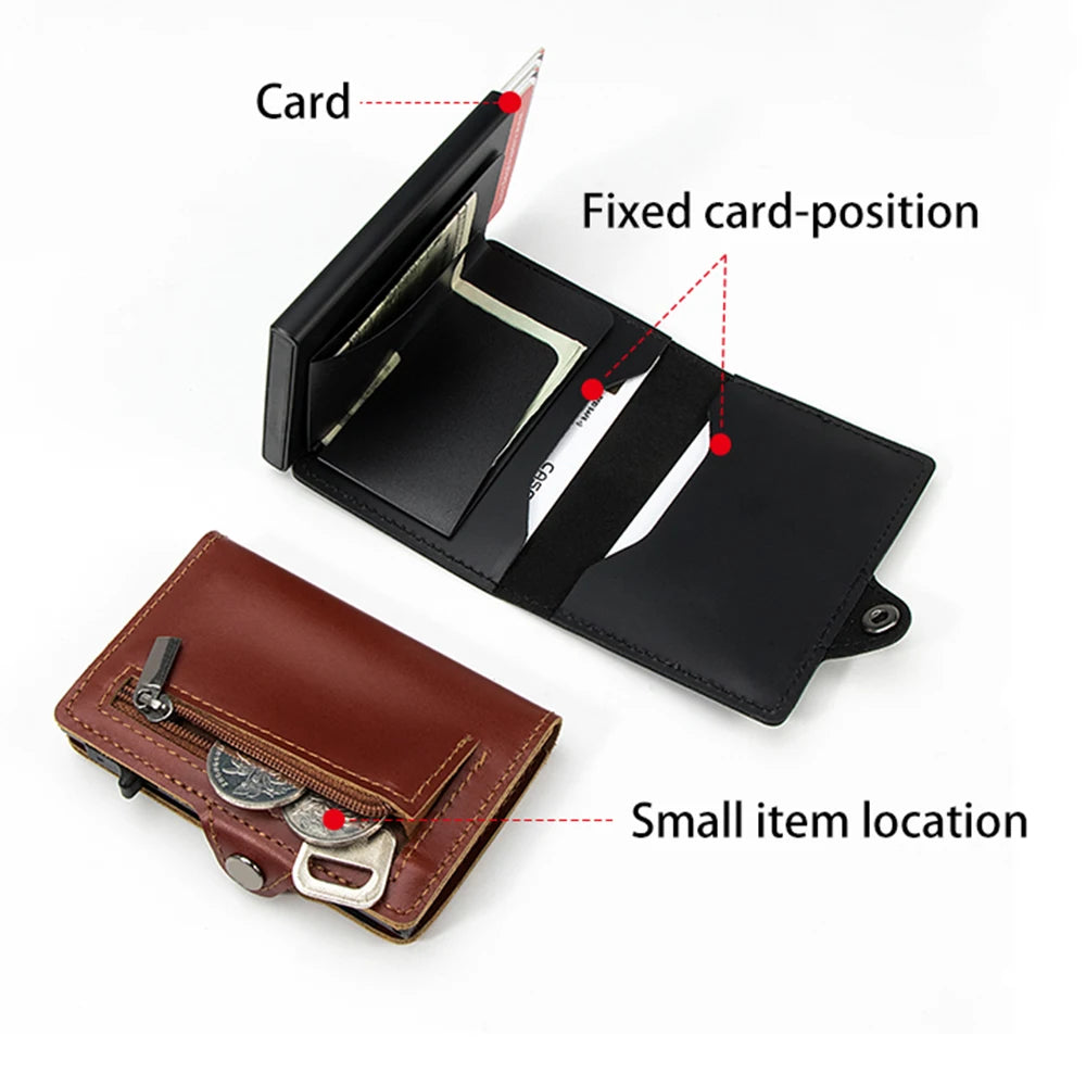 Mini Wallet Genuine Leather Rfid Blocking Credit Card