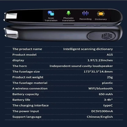 Digital Pen - Translator 112 Languages Portable Scanner Pen Instant Smart Voice Translator Device